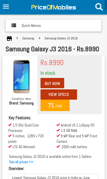 Mobile view