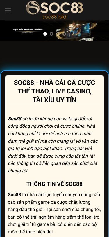 Khám Phá Soc88b.vip – Thiên Đường Giải Trí Trực Tuyến